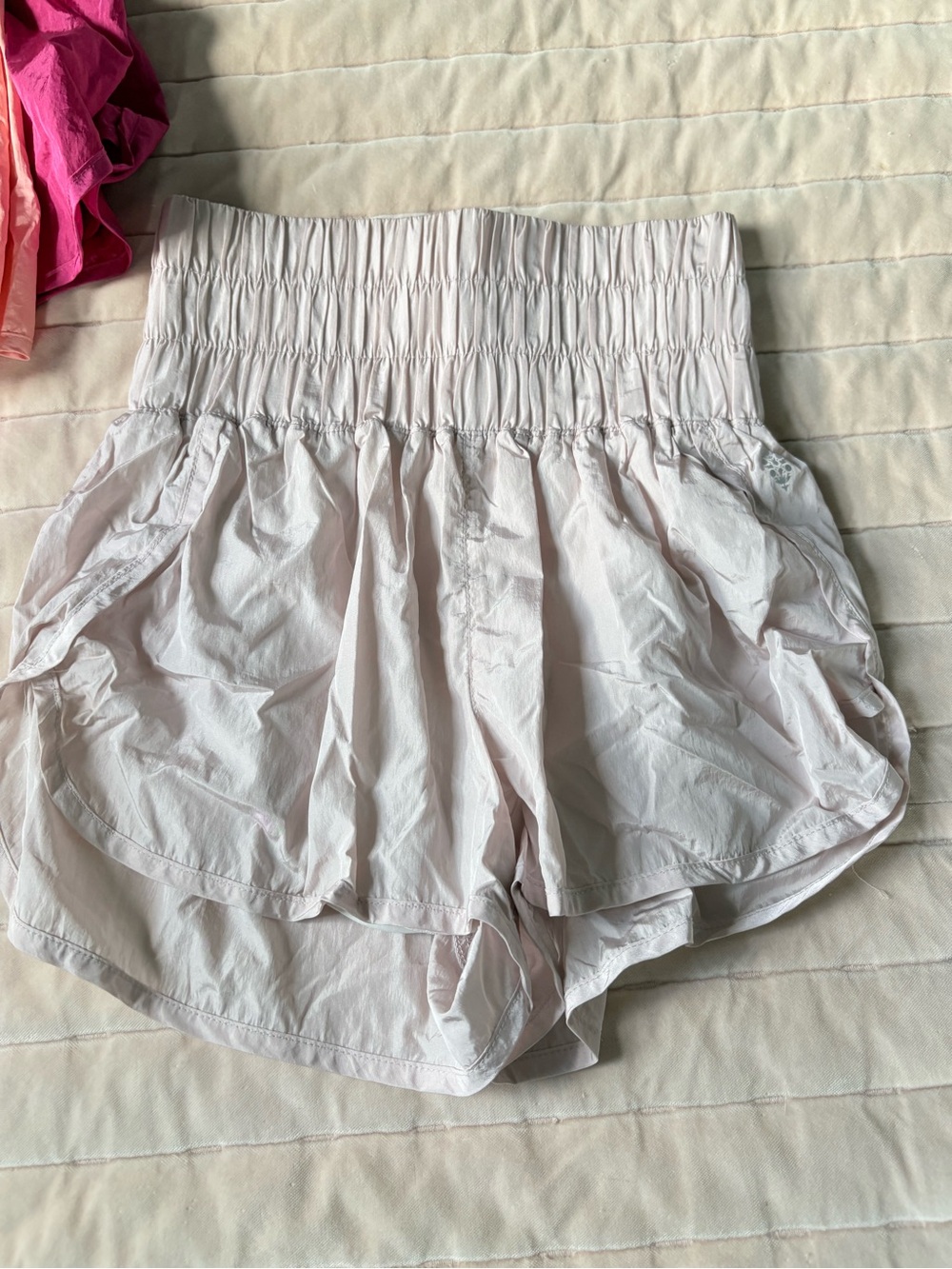 FP Movement by Free People Pale Pink Smocked Waist Athletic Shorts